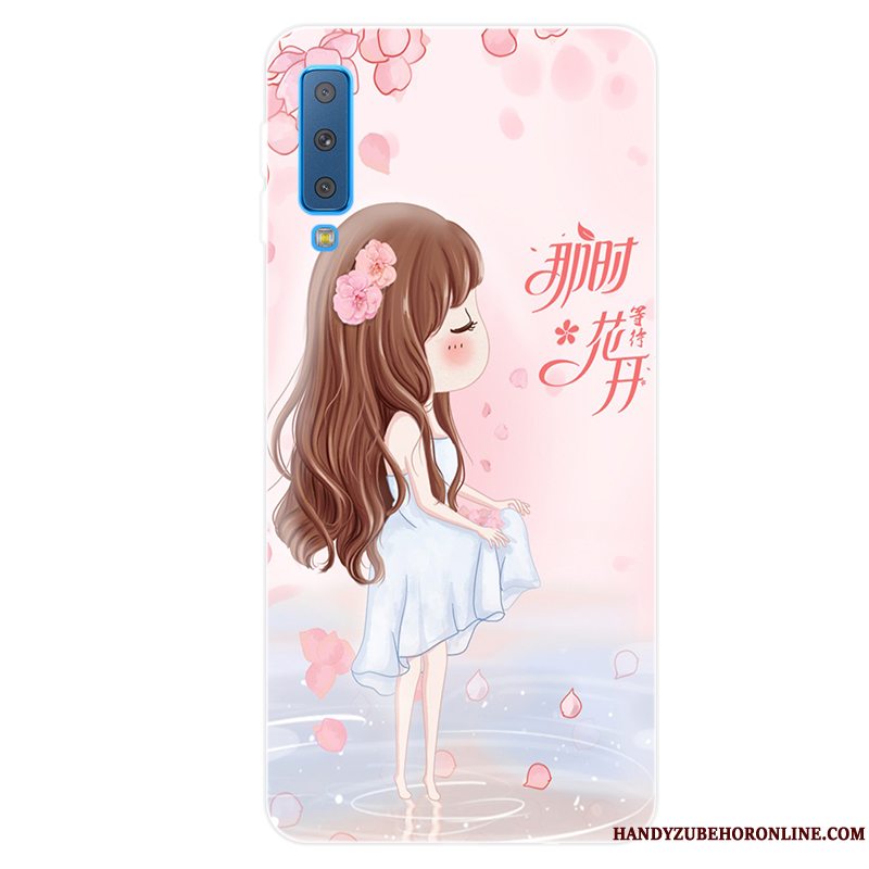 Etui Samsung Galaxy A7 2018 Tasker Lille Sektion Frisk, Cover Samsung Galaxy A7 2018 Blød Anti-fald Lyserød