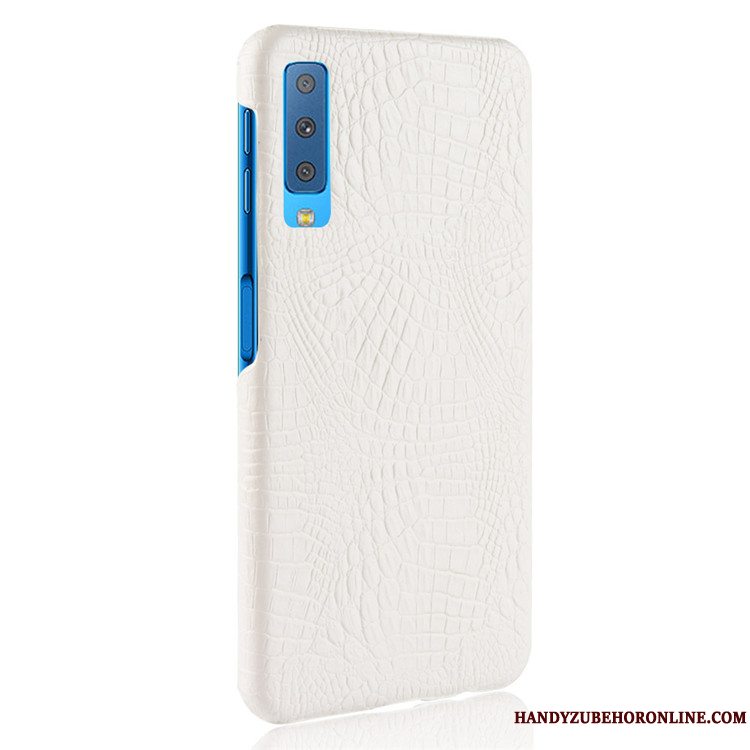 Etui Samsung Galaxy A7 2018 Vintage Blå Hård, Cover Samsung Galaxy A7 2018 Læder Telefonkrokodille