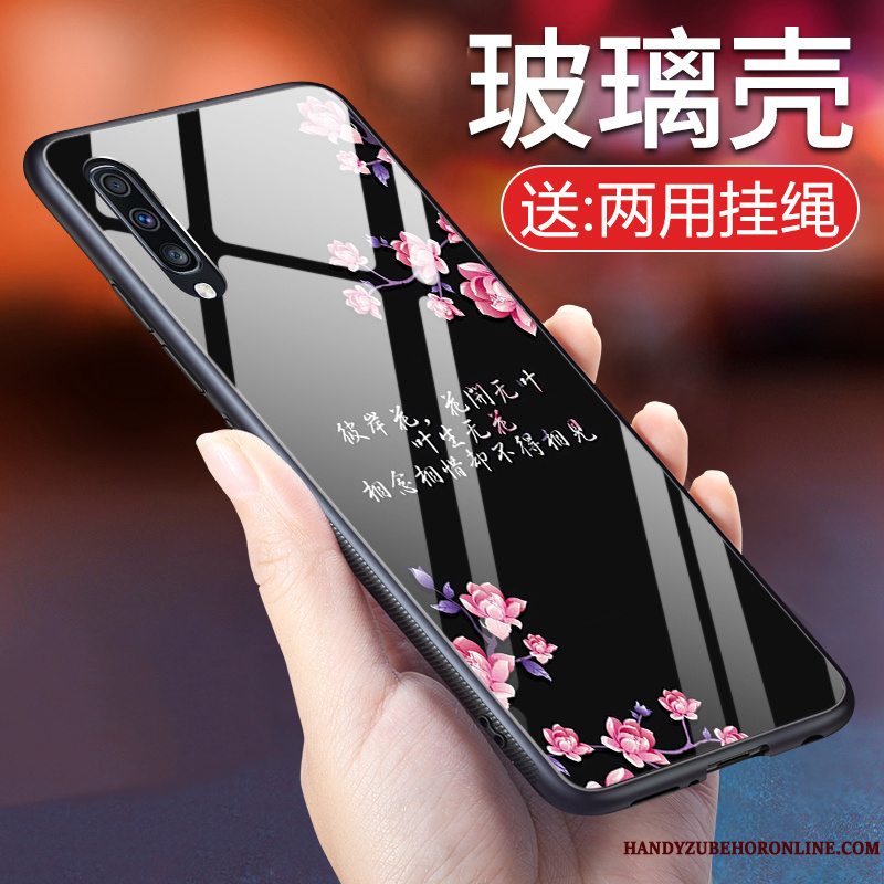 Etui Samsung Galaxy A70 Beskyttelse Blomster Glas, Cover Samsung Galaxy A70 Tasker Hængende Ornamenter Spejl