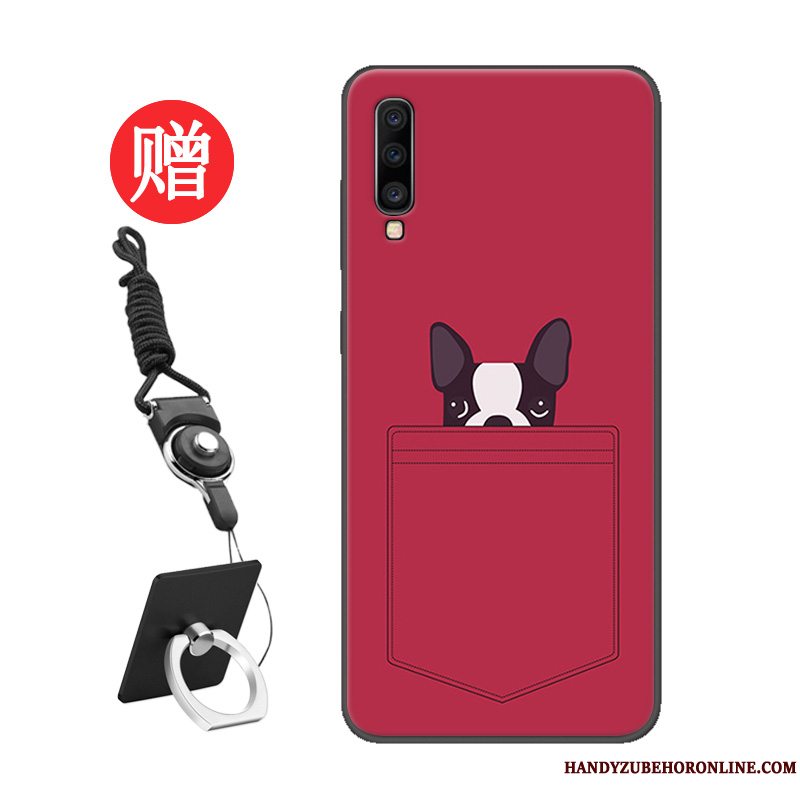 Etui Samsung Galaxy A70 Beskyttelse Mønster Net Red, Cover Samsung Galaxy A70 Sort Skærmbeskyttelse