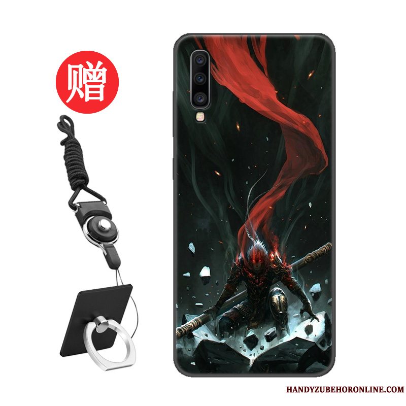 Etui Samsung Galaxy A70 Beskyttelse Mønster Net Red, Cover Samsung Galaxy A70 Sort Skærmbeskyttelse