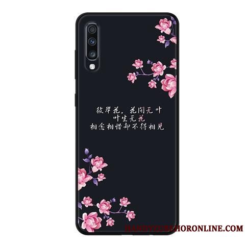 Etui Samsung Galaxy A70 Beskyttelse Telefonsort, Cover Samsung Galaxy A70 Blød Lyserød Nubuck