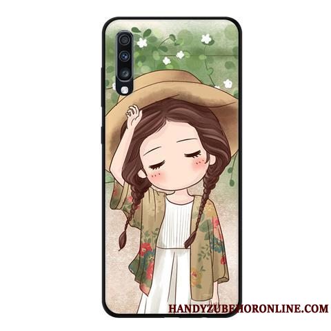 Etui Samsung Galaxy A70 Beskyttelse Telefonsort, Cover Samsung Galaxy A70 Blød Lyserød Nubuck