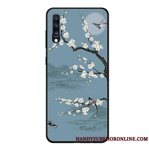 Etui Samsung Galaxy A70 Beskyttelse Telefonsort, Cover Samsung Galaxy A70 Blød Lyserød Nubuck