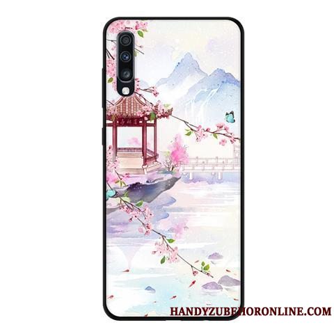 Etui Samsung Galaxy A70 Beskyttelse Telefonsort, Cover Samsung Galaxy A70 Blød Lyserød Nubuck