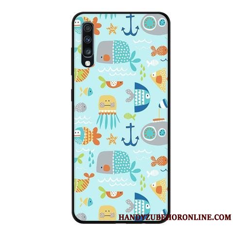 Etui Samsung Galaxy A70 Beskyttelse Telefonsort, Cover Samsung Galaxy A70 Blød Lyserød Nubuck