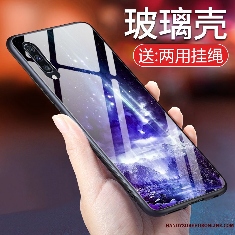 Etui Samsung Galaxy A70 Blød Blå Telefon, Cover Samsung Galaxy A70 Tasker Trend Hærdet Glas