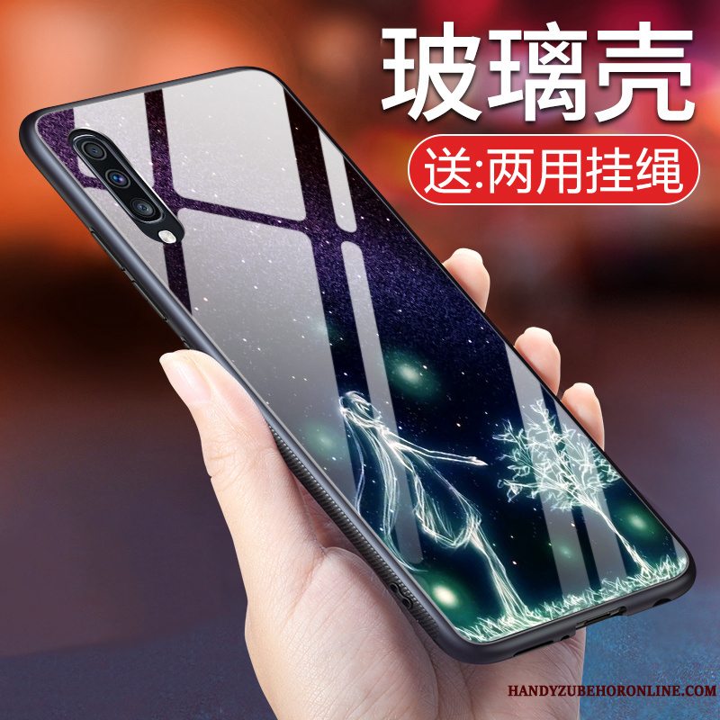 Etui Samsung Galaxy A70 Blød Blå Telefon, Cover Samsung Galaxy A70 Tasker Trend Hærdet Glas