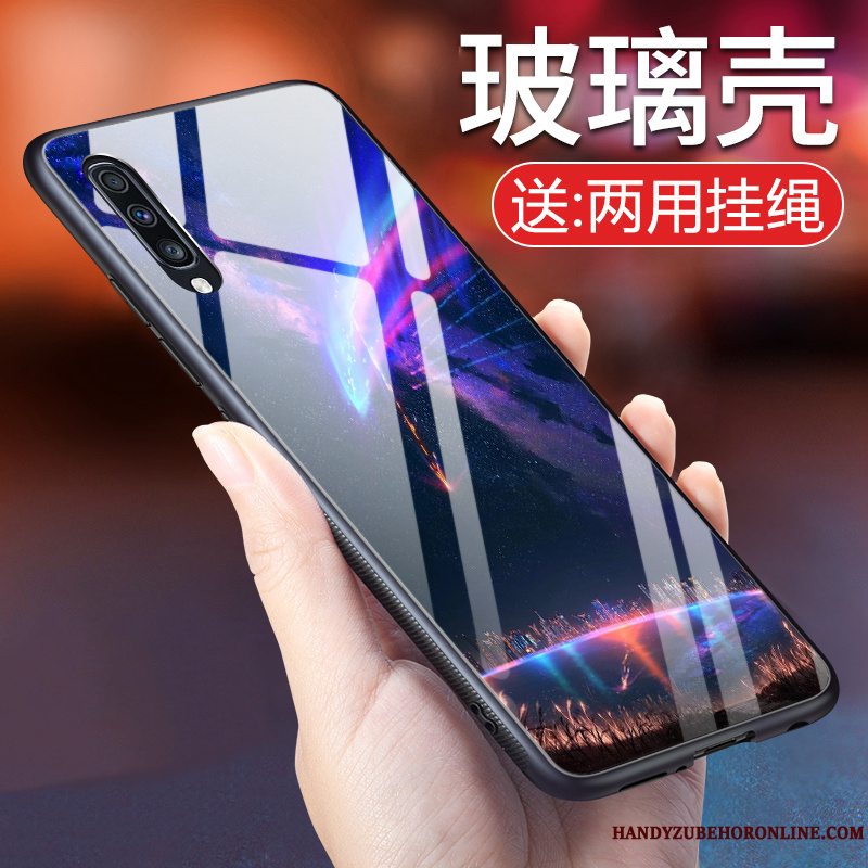 Etui Samsung Galaxy A70 Blød Blå Telefon, Cover Samsung Galaxy A70 Tasker Trend Hærdet Glas