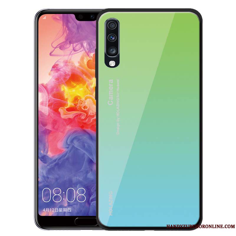 Etui Samsung Galaxy A70 Blød Solid Farve Grøn, Cover Samsung Galaxy A70 Silikone Telefonanti-fald