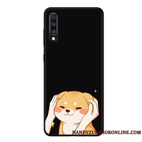 Etui Samsung Galaxy A70 Cartoon Blonder Gaze, Cover Samsung Galaxy A70 Blød Nubuck Sort