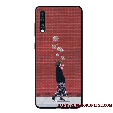 Etui Samsung Galaxy A70 Cartoon Blonder Gaze, Cover Samsung Galaxy A70 Blød Nubuck Sort