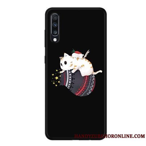 Etui Samsung Galaxy A70 Cartoon Blonder Gaze, Cover Samsung Galaxy A70 Blød Nubuck Sort