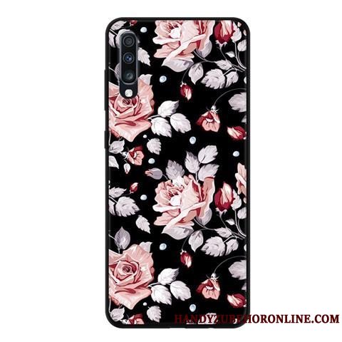 Etui Samsung Galaxy A70 Cartoon Blonder Gaze, Cover Samsung Galaxy A70 Blød Nubuck Sort