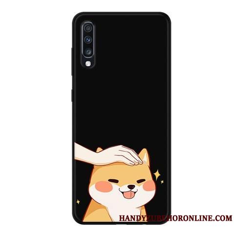 Etui Samsung Galaxy A70 Cartoon Blonder Gaze, Cover Samsung Galaxy A70 Blød Nubuck Sort