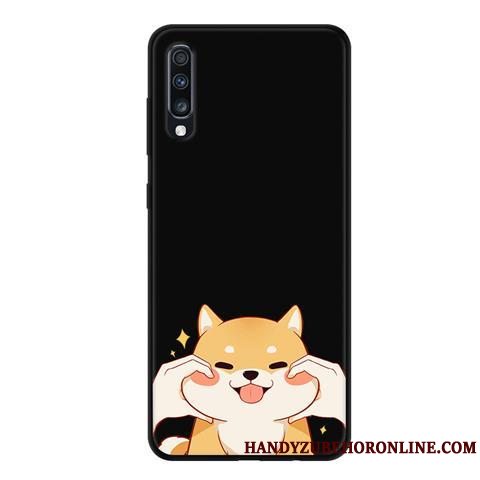 Etui Samsung Galaxy A70 Cartoon Blonder Gaze, Cover Samsung Galaxy A70 Blød Nubuck Sort