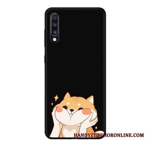 Etui Samsung Galaxy A70 Cartoon Blonder Gaze, Cover Samsung Galaxy A70 Blød Nubuck Sort