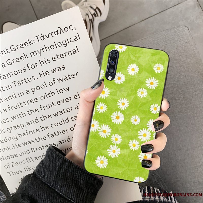 Etui Samsung Galaxy A70 Frisk Blomster, Cover Samsung Galaxy A70 Grøn Telefon