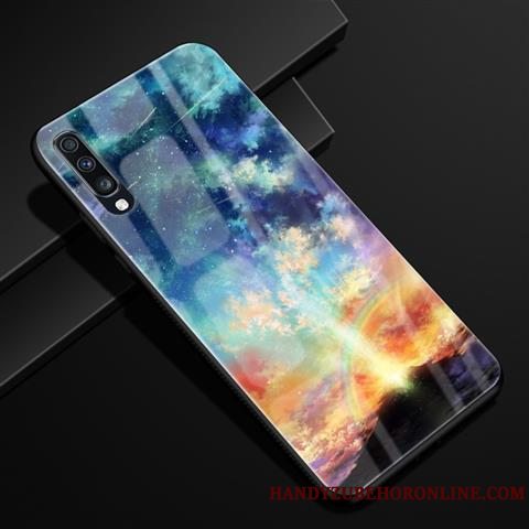 Etui Samsung Galaxy A70 Kreativ Glas Anti-fald, Cover Samsung Galaxy A70 Beskyttelse Telefonblå