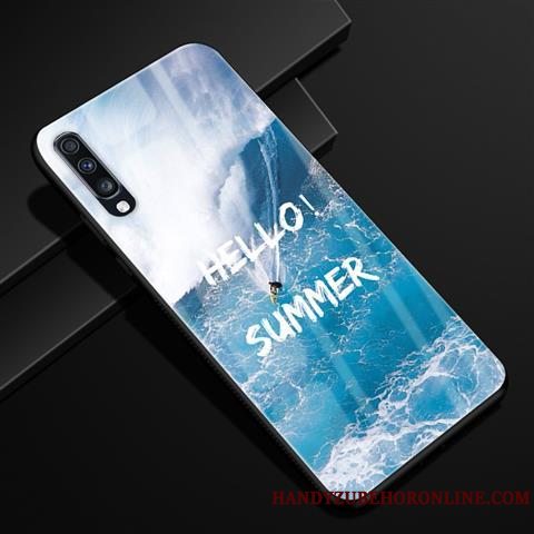 Etui Samsung Galaxy A70 Kreativ Glas Anti-fald, Cover Samsung Galaxy A70 Beskyttelse Telefonblå