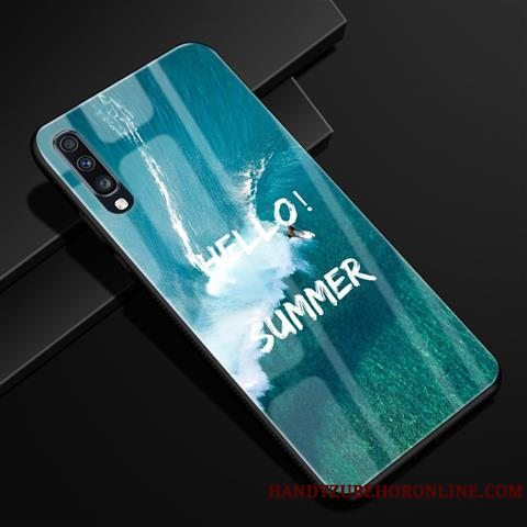 Etui Samsung Galaxy A70 Kreativ Glas Anti-fald, Cover Samsung Galaxy A70 Beskyttelse Telefonblå