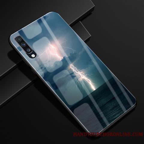 Etui Samsung Galaxy A70 Kreativ Glas Anti-fald, Cover Samsung Galaxy A70 Beskyttelse Telefonblå