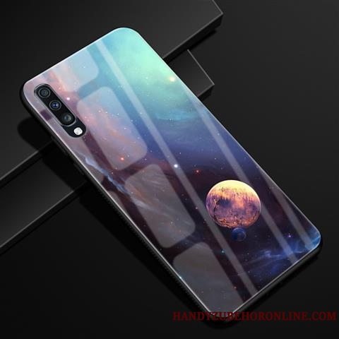 Etui Samsung Galaxy A70 Kreativ Glas Anti-fald, Cover Samsung Galaxy A70 Beskyttelse Telefonblå