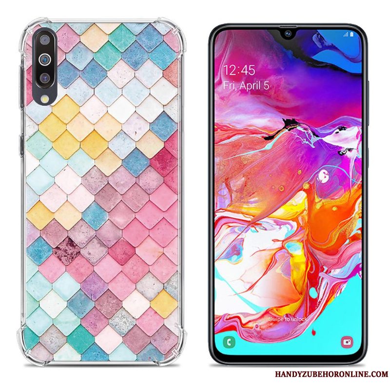 Etui Samsung Galaxy A70 Silikone Anti-fald Grøn, Cover Samsung Galaxy A70 Tasker Telefongasbag