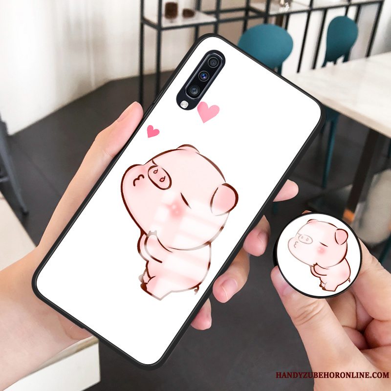 Etui Samsung Galaxy A70 Silikone Anti-fald Hård, Cover Samsung Galaxy A70 Cartoon Af Personlighed Hvid