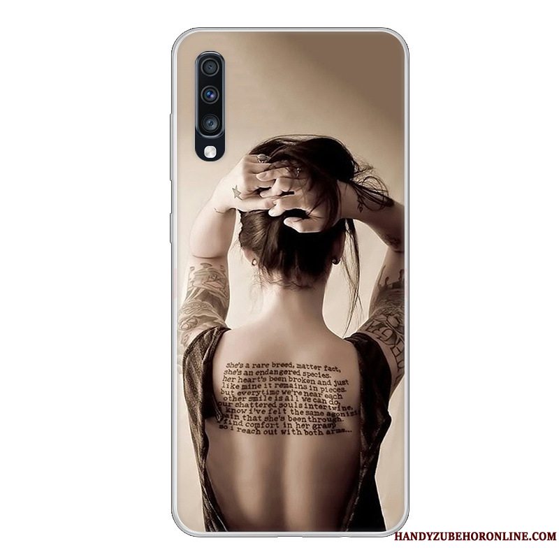 Etui Samsung Galaxy A70 Silikone Anti-fald Telefon, Cover Samsung Galaxy A70 Blød Hvid Sort