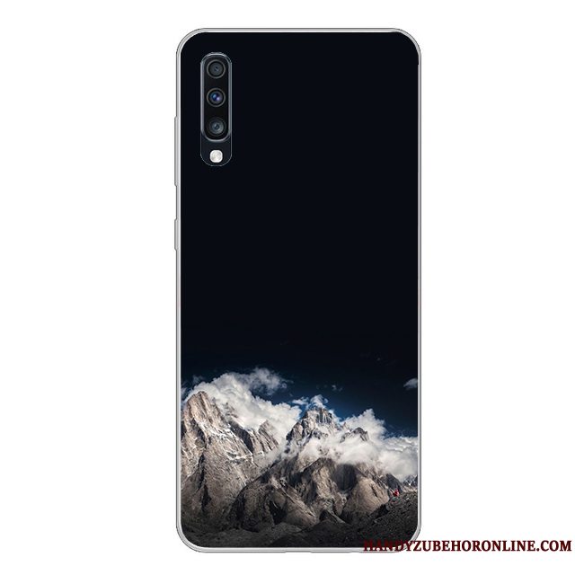 Etui Samsung Galaxy A70 Silikone Anti-fald Telefon, Cover Samsung Galaxy A70 Blød Hvid Sort