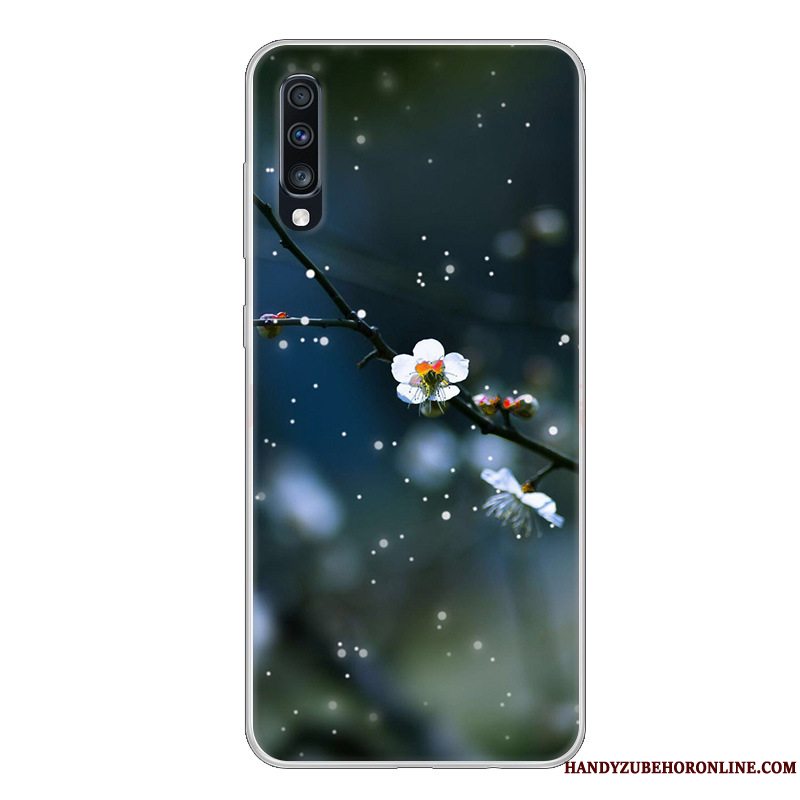 Etui Samsung Galaxy A70 Silikone Anti-fald Telefon, Cover Samsung Galaxy A70 Blød Hvid Sort