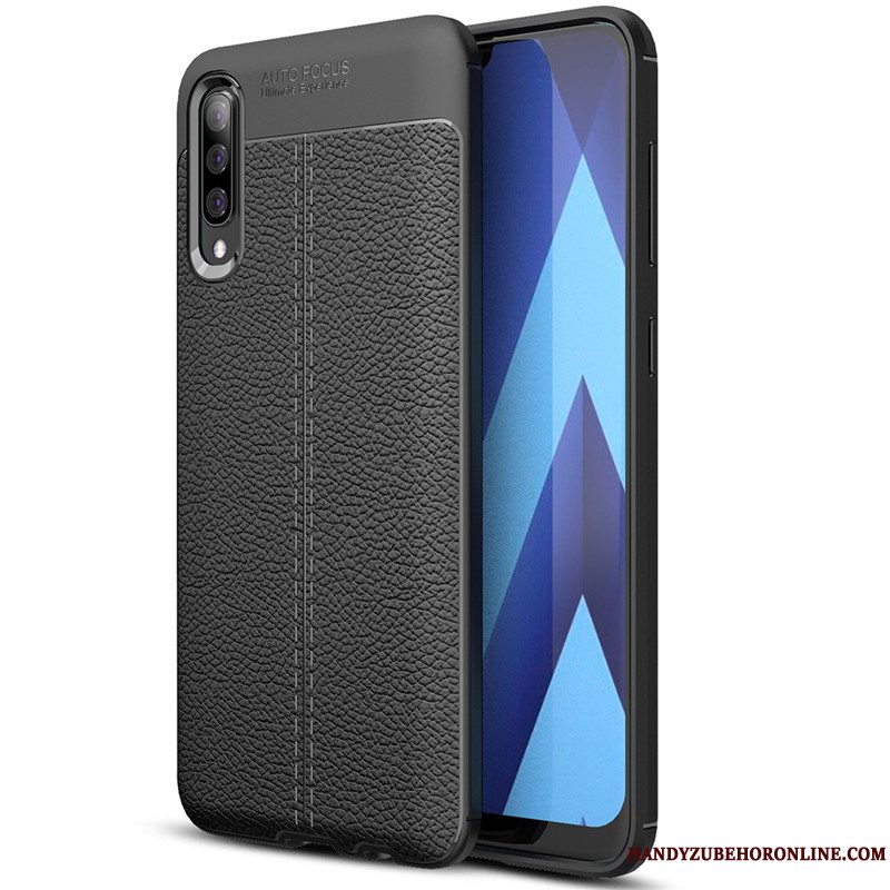 Etui Samsung Galaxy A70 Silikone Mønster Litchi, Cover Samsung Galaxy A70 Blød Telefonrød