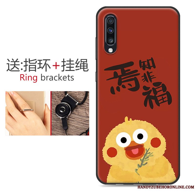 Etui Samsung Galaxy A70 Silikone Sort Blomster, Cover Samsung Galaxy A70 Tasker Hængende Ornamenter Telefon