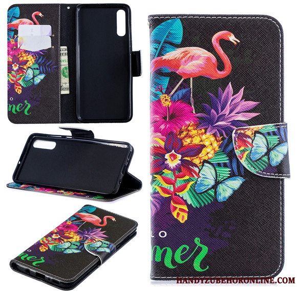 Etui Samsung Galaxy A70 Silikone Telefonanti-fald, Cover Samsung Galaxy A70 Læder Sort