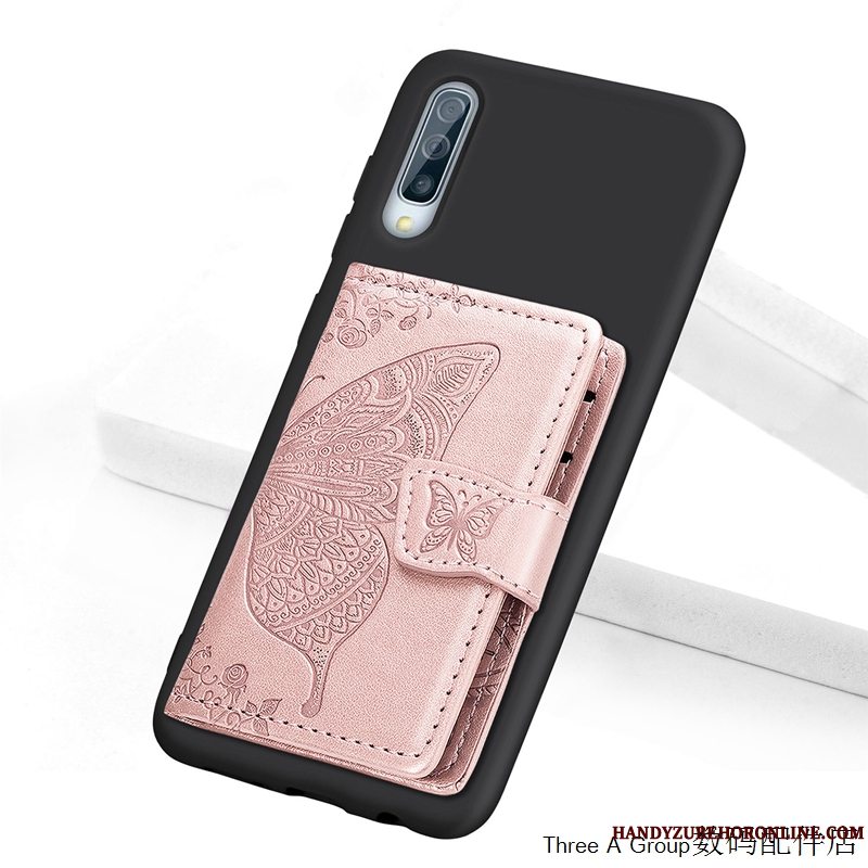 Etui Samsung Galaxy A70s Support Af Personlighed Anti-fald, Cover Samsung Galaxy A70s Tegnebog Telefonlyserød