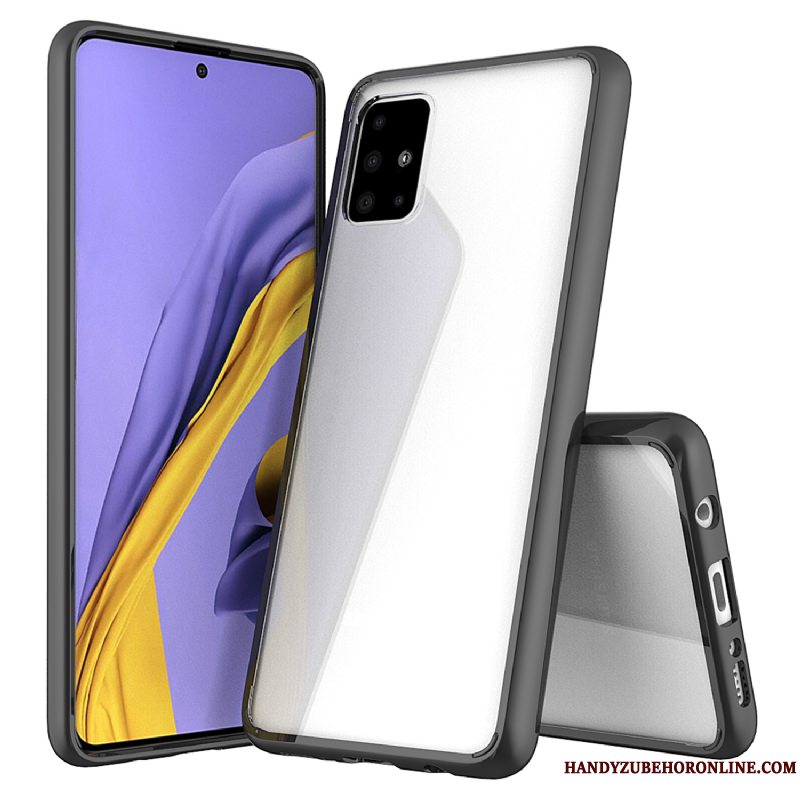 Etui Samsung Galaxy A71 Anti-fald Telefon, Cover Samsung Galaxy A71 Gennemsigtig Ramme