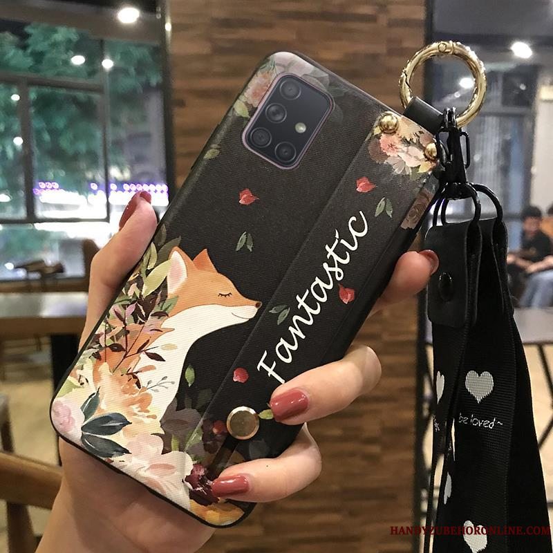 Etui Samsung Galaxy A71 Beskyttelse Lyserød Lille Sektion, Cover Samsung Galaxy A71 Kreativ Blomster Hængende Ornamenter