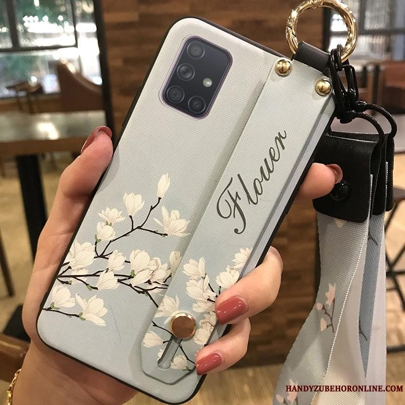 Etui Samsung Galaxy A71 Beskyttelse Lyserød Lille Sektion, Cover Samsung Galaxy A71 Kreativ Blomster Hængende Ornamenter