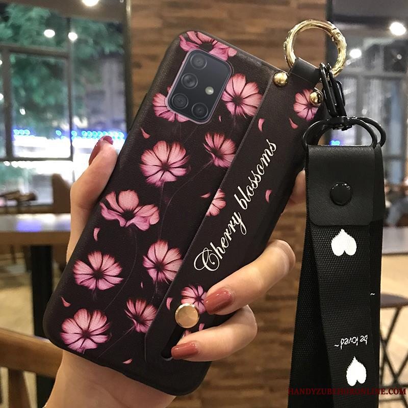 Etui Samsung Galaxy A71 Beskyttelse Lyserød Lille Sektion, Cover Samsung Galaxy A71 Kreativ Blomster Hængende Ornamenter