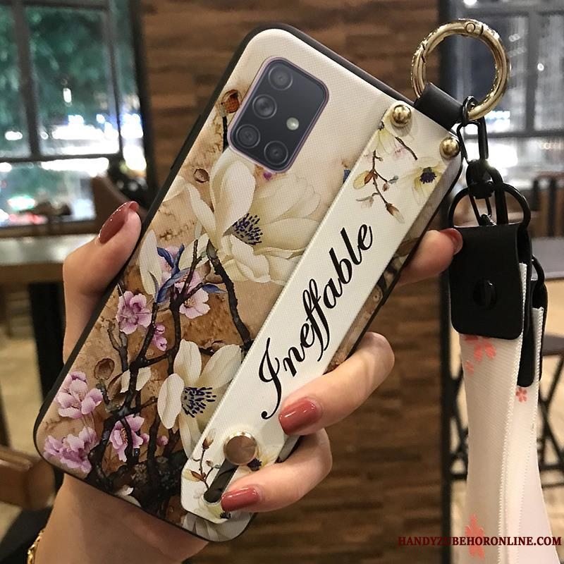 Etui Samsung Galaxy A71 Beskyttelse Lyserød Lille Sektion, Cover Samsung Galaxy A71 Kreativ Blomster Hængende Ornamenter