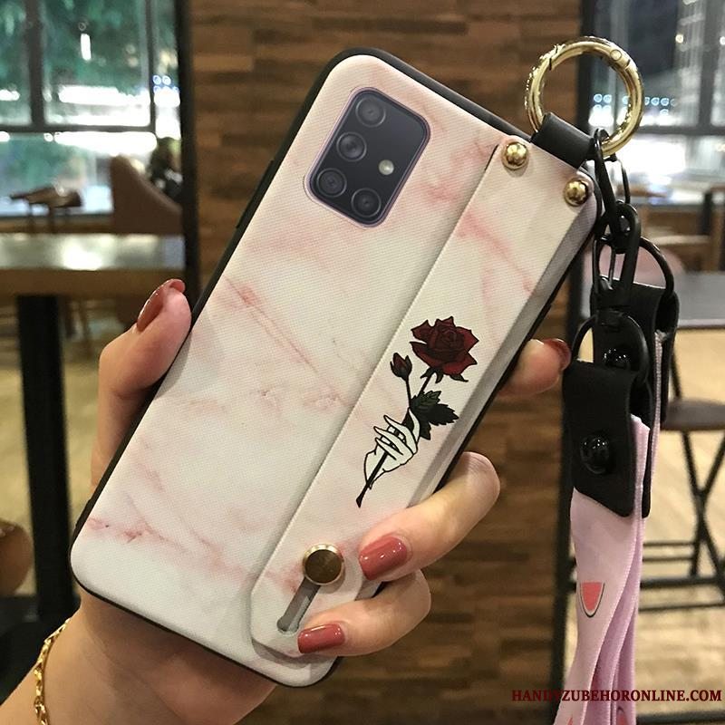 Etui Samsung Galaxy A71 Beskyttelse Lyserød Lille Sektion, Cover Samsung Galaxy A71 Kreativ Blomster Hængende Ornamenter