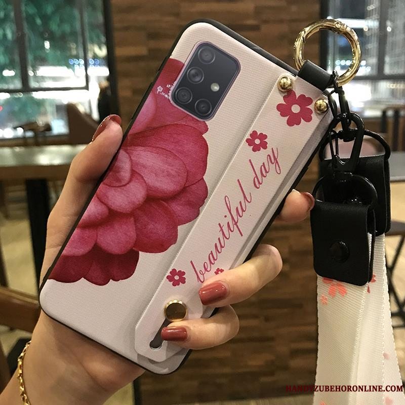 Etui Samsung Galaxy A71 Beskyttelse Lyserød Lille Sektion, Cover Samsung Galaxy A71 Kreativ Blomster Hængende Ornamenter