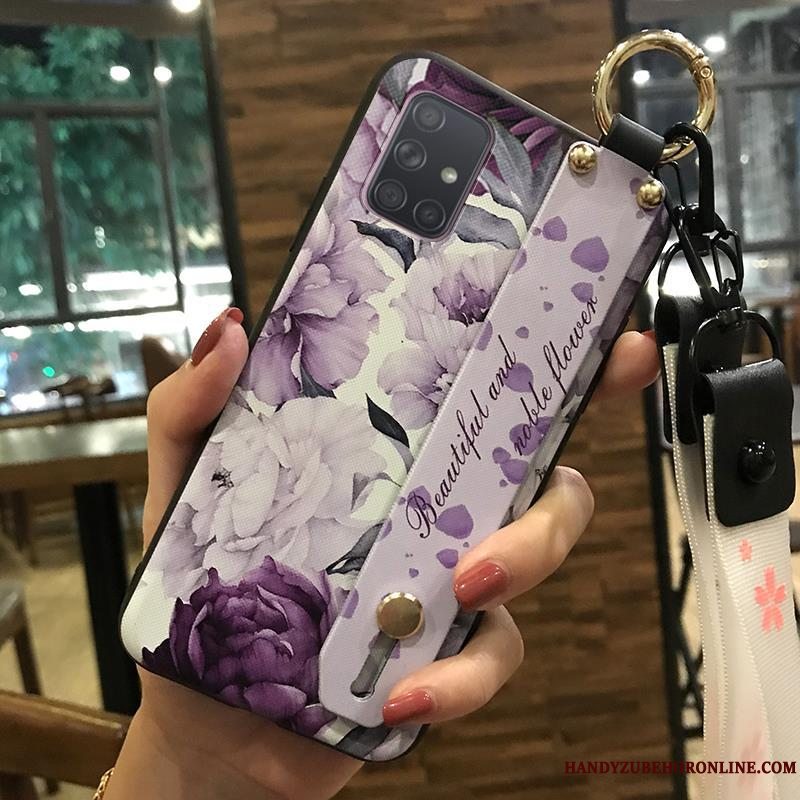 Etui Samsung Galaxy A71 Beskyttelse Lyserød Lille Sektion, Cover Samsung Galaxy A71 Kreativ Blomster Hængende Ornamenter