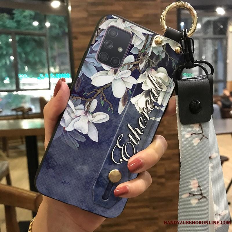 Etui Samsung Galaxy A71 Beskyttelse Lyserød Lille Sektion, Cover Samsung Galaxy A71 Kreativ Blomster Hængende Ornamenter