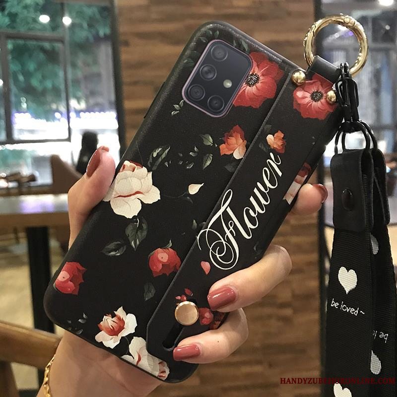 Etui Samsung Galaxy A71 Beskyttelse Lyserød Lille Sektion, Cover Samsung Galaxy A71 Kreativ Blomster Hængende Ornamenter