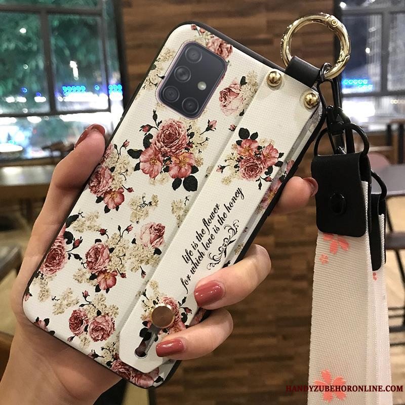 Etui Samsung Galaxy A71 Beskyttelse Lyserød Lille Sektion, Cover Samsung Galaxy A71 Kreativ Blomster Hængende Ornamenter