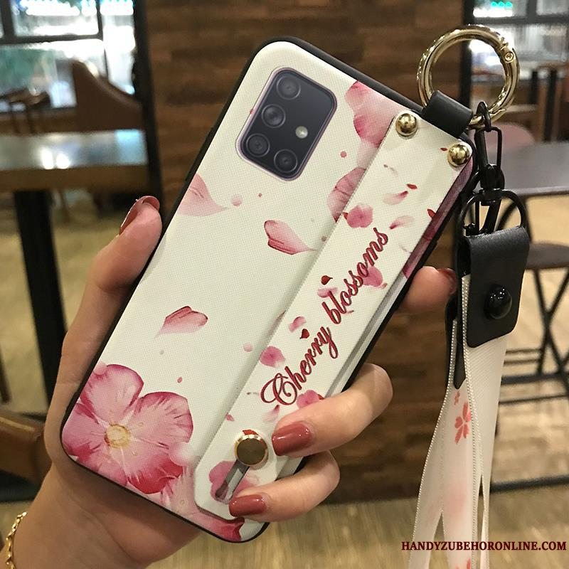 Etui Samsung Galaxy A71 Beskyttelse Lyserød Lille Sektion, Cover Samsung Galaxy A71 Kreativ Blomster Hængende Ornamenter