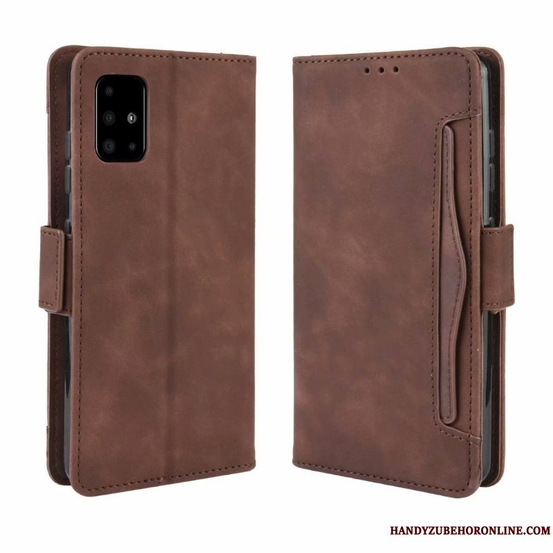 Etui Samsung Galaxy A71 Læder Kort Lyserød, Cover Samsung Galaxy A71 Tegnebog Anti-fald Telefon