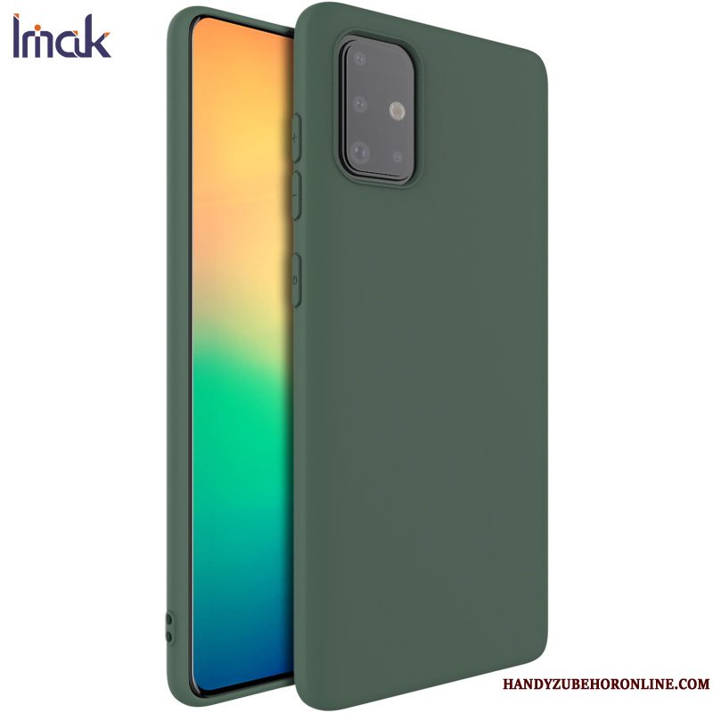 Etui Samsung Galaxy A71 Silikone Grøn Nubuck, Cover Samsung Galaxy A71 Tasker Ny Anti-fald